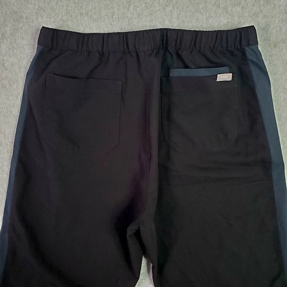Figs Scrub Pants Mens L/T (Large Tall) Black With Blue Stripe Medical M21SW2014